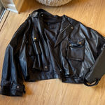 Storets  Black Faux Leather Bomber Jacket Photo 0