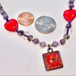 Purple red pressed flower choker Photo 1