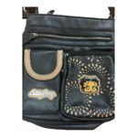 Betty Boop  Black Crossbody Bag Glitter Accents Multizip Adjustable Strap 11x11 Photo 2
