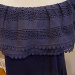 Boden USA Boden Blue Off Shoulder Dress Eyelet Ruffle 6 Tall Photo 6