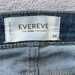 Evereve The Ever Straight Jeans High Rise Raw Hem Dark Wash Denim Size 26 Photo 4