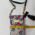 Betsey Johnson Crossbody Purse Wallet Handbag Roses Stripes Snap Y2K Girlie Fem Photo 4