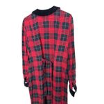 Karin Stevens Vintage Red Black Plaid Maxi Dress Velvet Collar Button Front 14 Photo 7