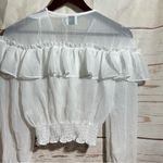 Princess Polly NWT • Crop Top • Ruffle Sheered • Long Sleeve • White • 2 Photo 6