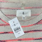 Lou & grey  NWT Size XS Tan with Neon Pink & Blue Stripe Chest Pocket Sweatshirt Photo 3