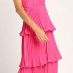 Lulus Hot Pink Tiered Midi Dress Photo 1