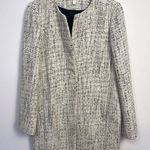 Eileen Fisher Jacket Womens Large Cream Black Single Button Tweed Trench Coat Photo 0