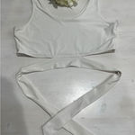 Heartbeeps White Crop Top Sleeveless Tie Waist Women's Size Large Photo 0