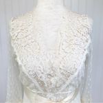 CLAIRE PETTIBONE Vintage Ivory Lace Slip Dress Nightgown Robe Sheer Fairy Small White Photo 2