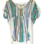 Anthropologie Porridge Elva Watercolor Aqua Grey Mixed Media Blouse Size Small Photo 2