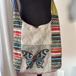 Rising International Cotton Patchwork Butterfly Graphic Hobo Crossbody Sling Pink Photo 2