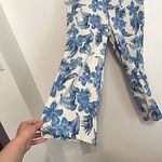 DRAPER'S DAMON'S Look Of Linen Print Crop Pants Cream Beige Blue Tropical Floral Size XL Photo 5