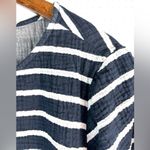 J. Jill XL Summer Striped Darkest Navy Popover Top Blue Photo 2