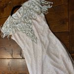 Scala  Vintage Cocktail Party Dress Pink White Silver Sequened Tassell Photo 4