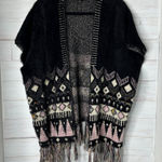 Desheng Black Patterned Multicolor Fair Isle Cardigan/Poncho/Wrap Photo 0
