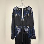 Free People Gypsy Rose Jumpsuit Floral Embroidered Black Size 6 Wide Leg Photo 5