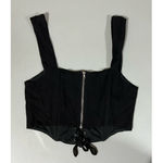 Kendall + Kylie  Black Tie-Up Lace-Up Corset Tank Crop Top Shirt Blouse Size S 🖤 Photo 2