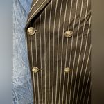 Stylish Denim and Black Women's Pinstripe Suit Blue Size L Photo 3