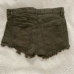 H&M Olive Green Jean Short Shorts Distressed Frayed Hem Photo 1