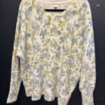 Joie  Floral Crew Neck Sweater - Blue and Green Size 2X Photo 0