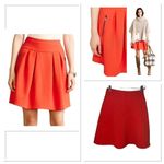 Maeve BY ANTHROPOLOGIE RED SKATER FULL SKIRT MINI ZIPPERED POCKETS WOMEN SIZE 0 Photo 1
