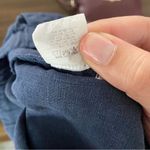 Krisa  Navy Blue Draw String 100% Linen Shorts Photo 5