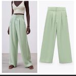 ZARA  nwot light green spring trousers high waisted S mint boho classic pants Photo 1