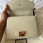 Gucci Sylvie White Leather Flap Chain Crossbody Shoulder Bag with Metal Buckle Photo 4