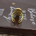 Vintage 1970s Yellow Millefiori Ring Adjustable Stainless Steel Gold Photo 2