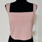 Free People  Beach Womens Ribbed Light Pink Crop Top Size L Large Photo 0
