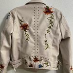 Beautiful leather and embroidered jacket Cream women’s size s Photo 8