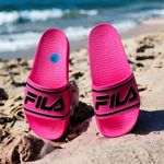 FILA NWT  Hot Pink Spell Out Logo Slide Sandal Photo 2