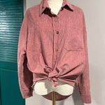 Mauve corduroy oversized tortoise button up top Photo 5
