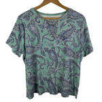 Croft & Barrow Croft‎ & Barrow Paisley Classic Tee Sz 1X Cotton Preppy Boho Stretch Lightweight Photo 0