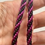 Silver tone filigree tube bead or snag necklace on purple black rope Photo 8