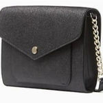 Kate Spade  Black Crossbody Purse Metallic Fabric Flap Closure Gold Chain Handbag Photo 0