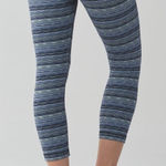 Lululemon  Blue white and black Striped cropped capri wunder under Leggings Photo 0