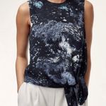 Aritzia Babaton Hopkins Black Marble Print Sleeveless Functional Tie Blouse Photo 3