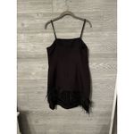 Sam Edelman Size 6 Spaghetti Strap Asymmetrical Feather Trim Mini Sheath Dress Photo 2