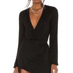 Lovers + Friends  Emmy Dress Black Long Sleeve Tie Front Size XS. NEW Photo 0