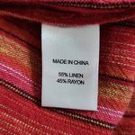 Drew  Red and Pink Stripe Linen Boho Strapless Jumpsuit with Slit Legs Size Small Photo 7