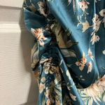 Simplee Apparel Simplee Plus Tropical Print Cowl Neck Drawstring Side Satin Cami Dress Photo 7