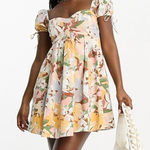 Abercrombie & Fitch  puff sleeve babydoll mini dress yellow floral SZ Petite XS Photo 0