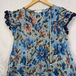 House of Harlow 1960 Size S Zoey Floral Cotton Ruffle Flutter Sleeves Top Blue Photo 8
