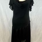 Alyn Paige off shoulder black cowl neck assymetrical hemline midi dress size 8 Photo 0