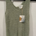 NWT By the River Green Sleeveless Blouse Tank Top Ribbed Knit Cozy Fuzzy Photo 0