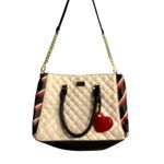 Michael Kors Betsey Johnson Crossbody Quilted Purse Handbag White Red Black Bag Gold Accent Photo 0