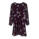 Altar'd State Floral Mini Dress Womens M Maroon V-Neck Chiffon Boho Fall Earthy Photo 3