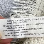 ZARA Tweed Fringe Boxy Crop Top White Black Balloon Sleeve Blouse XL Textured Photo 4