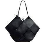 Bob Ore Black Contexture Leather Tote With Removable Suede Compartment Bag Photo 3
